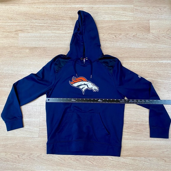 Denver Broncos Hoodie Men’s M Blue Majestic Therma Base NFL Pullover Sweatshirt - Picture 3 of 9